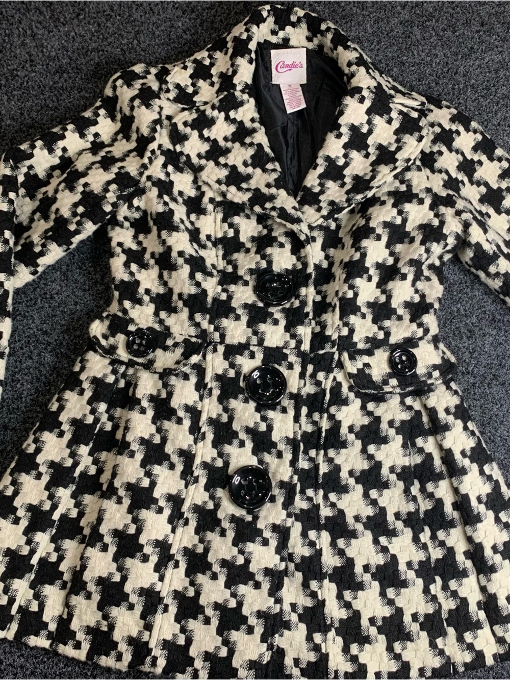 Candie's Black and White Houndstooth Pea Coat